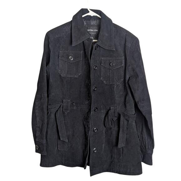 100% Genuine Leather Trench Style Lined Black Jacket Women's Size Large - Picture 13 of 13